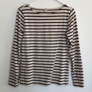 J Crew Womens Striped Navy Boatneck Long Sleeve